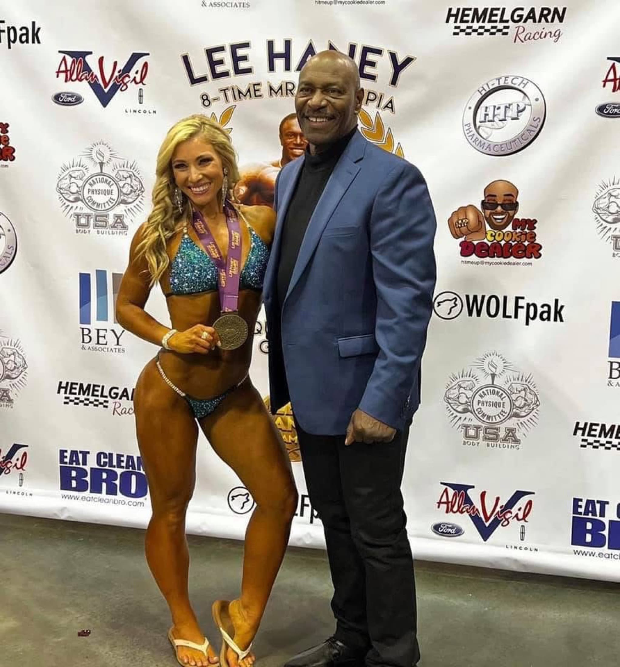 Tricia Martin with eight-time Mr. Olympia Lee Haney